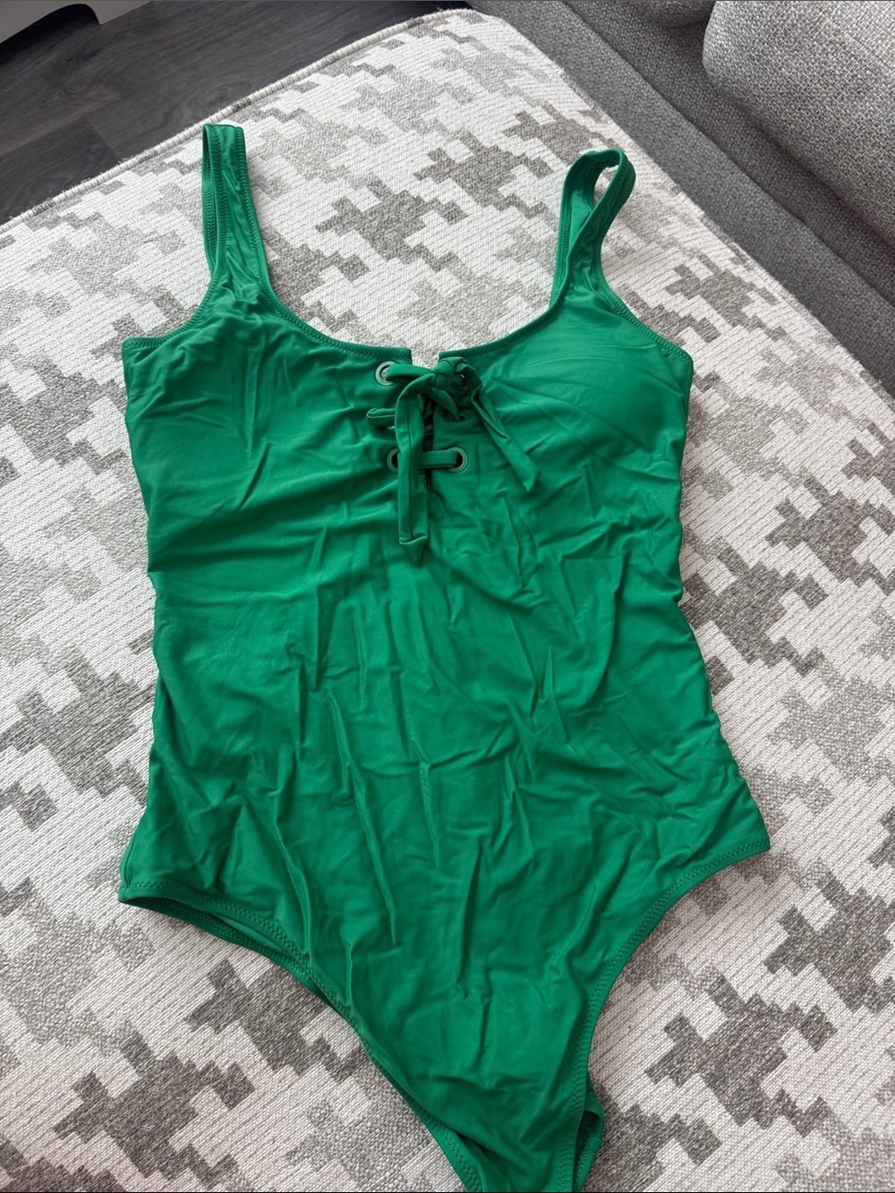 aerie Green Lace-Up One-Piece Swimsuit